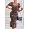 image:imagePRETTYGARDEN Summer Floral Bodycon Midi Dresses 2026 Puff Sleeve Mermaid Cocktail Baby Shower Photoshoot Maternity DressOrange
