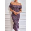 image:imagePRETTYGARDEN Summer Floral Bodycon Midi Dresses 2026 Puff Sleeve Mermaid Cocktail Baby Shower Photoshoot Maternity DressPurple