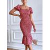 image:imagePRETTYGARDEN Summer Floral Bodycon Midi Dresses 2026 Puff Sleeve Mermaid Cocktail Baby Shower Photoshoot Maternity DressRed