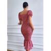 image:imagePRETTYGARDEN Summer Floral Bodycon Midi Dresses 2026 Puff Sleeve Mermaid Cocktail Baby Shower Photoshoot Maternity DressRed