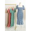 image:imagePRETTYGARDEN Summer Floral Bodycon Midi Dresses 2026 Puff Sleeve Mermaid Cocktail Baby Shower Photoshoot Maternity DressRed