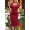 image:imagePRETTYGARDEN Summer Floral Bodycon Midi Dresses 2026 Puff Sleeve Mermaid Cocktail Baby Shower Photoshoot Maternity DressSolid Wine Red
