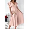 image:imagePRETTYGARDEN Summer Midi Dress 2026 Spring Ruffle Sleeve V Neck Cocktail Wedding Guest A Line Fit and Flared DressesApricot