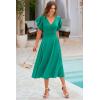 image:imagePRETTYGARDEN Summer Midi Dress 2026 Spring Ruffle Sleeve V Neck Cocktail Wedding Guest A Line Fit and Flared DressesBean Green