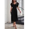 image:imagePRETTYGARDEN Summer Midi Dress 2026 Spring Ruffle Sleeve V Neck Cocktail Wedding Guest A Line Fit and Flared DressesBlack