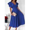 image:imagePRETTYGARDEN Summer Midi Dress 2026 Spring Ruffle Sleeve V Neck Cocktail Wedding Guest A Line Fit and Flared DressesBlue