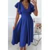 image:imagePRETTYGARDEN Summer Midi Dress 2026 Spring Ruffle Sleeve V Neck Cocktail Wedding Guest A Line Fit and Flared DressesBlue