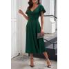 image:imagePRETTYGARDEN Summer Midi Dress 2026 Spring Ruffle Sleeve V Neck Cocktail Wedding Guest A Line Fit and Flared DressesDark Green