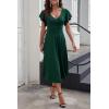 image:imagePRETTYGARDEN Summer Midi Dress 2026 Spring Ruffle Sleeve V Neck Cocktail Wedding Guest A Line Fit and Flared DressesDark Green