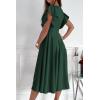 image:imagePRETTYGARDEN Summer Midi Dress 2026 Spring Ruffle Sleeve V Neck Cocktail Wedding Guest A Line Fit and Flared DressesDark Green