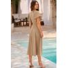 image:imagePRETTYGARDEN Summer Midi Dress 2026 Spring Ruffle Sleeve V Neck Cocktail Wedding Guest A Line Fit and Flared DressesKhaki
