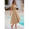image:imagePRETTYGARDEN Summer Midi Dress 2026 Spring Ruffle Sleeve V Neck Cocktail Wedding Guest A Line Fit and Flared DressesKhaki