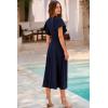 image:imagePRETTYGARDEN Summer Midi Dress 2026 Spring Ruffle Sleeve V Neck Cocktail Wedding Guest A Line Fit and Flared DressesNavy