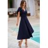 image:imagePRETTYGARDEN Summer Midi Dress 2026 Spring Ruffle Sleeve V Neck Cocktail Wedding Guest A Line Fit and Flared DressesNavy