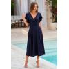 image:imagePRETTYGARDEN Summer Midi Dress 2026 Spring Ruffle Sleeve V Neck Cocktail Wedding Guest A Line Fit and Flared DressesNavy