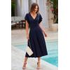 image:imagePRETTYGARDEN Summer Midi Dress 2026 Spring Ruffle Sleeve V Neck Cocktail Wedding Guest A Line Fit and Flared DressesNavy
