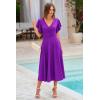 image:imagePRETTYGARDEN Summer Midi Dress 2026 Spring Ruffle Sleeve V Neck Cocktail Wedding Guest A Line Fit and Flared DressesPurple
