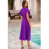 image:imagePRETTYGARDEN Summer Midi Dress 2026 Spring Ruffle Sleeve V Neck Cocktail Wedding Guest A Line Fit and Flared DressesPurple