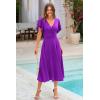 image:imagePRETTYGARDEN Summer Midi Dress 2026 Spring Ruffle Sleeve V Neck Cocktail Wedding Guest A Line Fit and Flared DressesPurple