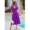 image:imagePRETTYGARDEN Summer Midi Dress 2026 Spring Ruffle Sleeve V Neck Cocktail Wedding Guest A Line Fit and Flared DressesPurple