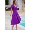image:imagePRETTYGARDEN Summer Midi Dress 2026 Spring Ruffle Sleeve V Neck Cocktail Wedding Guest A Line Fit and Flared DressesPurple