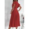 image:imagePRETTYGARDEN Summer Midi Dress 2026 Spring Ruffle Sleeve V Neck Cocktail Wedding Guest A Line Fit and Flared DressesRed