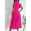 image:imagePRETTYGARDEN Summer Midi Dress 2026 Spring Ruffle Sleeve V Neck Cocktail Wedding Guest A Line Fit and Flared DressesRose Red