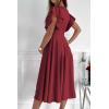 image:imagePRETTYGARDEN Summer Midi Dress 2026 Spring Ruffle Sleeve V Neck Cocktail Wedding Guest A Line Fit and Flared DressesWine Red