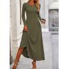 image:imagePRETTYGARDEN Women Fall Spring 2 Piece Outfits Dressy Casual Ribbed Knit Long Sleeve Crop Top Maxi Flowy Skirts Matching SetsArmy Green