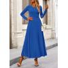 image:imagePRETTYGARDEN Women Fall Spring 2 Piece Outfits Dressy Casual Ribbed Knit Long Sleeve Crop Top Maxi Flowy Skirts Matching SetsBlue