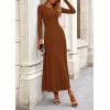 image:imagePRETTYGARDEN Women Fall Spring 2 Piece Outfits Dressy Casual Ribbed Knit Long Sleeve Crop Top Maxi Flowy Skirts Matching SetsBrown