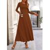 image:imagePRETTYGARDEN Women Fall Spring 2 Piece Outfits Dressy Casual Ribbed Knit Long Sleeve Crop Top Maxi Flowy Skirts Matching SetsBrown