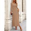 image:imagePRETTYGARDEN Women Fall Spring 2 Piece Outfits Dressy Casual Ribbed Knit Long Sleeve Crop Top Maxi Flowy Skirts Matching SetsCamel