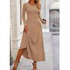 image:imagePRETTYGARDEN Women Fall Spring 2 Piece Outfits Dressy Casual Ribbed Knit Long Sleeve Crop Top Maxi Flowy Skirts Matching SetsCamel