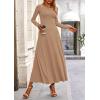 image:imagePRETTYGARDEN Women Fall Spring 2 Piece Outfits Dressy Casual Ribbed Knit Long Sleeve Crop Top Maxi Flowy Skirts Matching SetsCamel