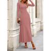 image:imagePRETTYGARDEN Women Fall Spring 2 Piece Outfits Dressy Casual Ribbed Knit Long Sleeve Crop Top Maxi Flowy Skirts Matching SetsDusty Pink
