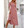 image:imagePRETTYGARDEN Women Fall Spring 2 Piece Outfits Dressy Casual Ribbed Knit Long Sleeve Crop Top Maxi Flowy Skirts Matching SetsDusty Pink