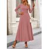 image:imagePRETTYGARDEN Women Fall Spring 2 Piece Outfits Dressy Casual Ribbed Knit Long Sleeve Crop Top Maxi Flowy Skirts Matching SetsDusty Pink