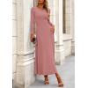image:imagePRETTYGARDEN Women Fall Spring 2 Piece Outfits Dressy Casual Ribbed Knit Long Sleeve Crop Top Maxi Flowy Skirts Matching SetsDusty Pink