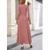 image:imagePRETTYGARDEN Women Fall Spring 2 Piece Outfits Dressy Casual Ribbed Knit Long Sleeve Crop Top Maxi Flowy Skirts Matching SetsDusty Pink