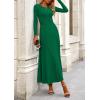 image:imagePRETTYGARDEN Women Fall Spring 2 Piece Outfits Dressy Casual Ribbed Knit Long Sleeve Crop Top Maxi Flowy Skirts Matching SetsGreen