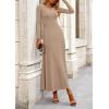 image:imagePRETTYGARDEN Women Fall Spring 2 Piece Outfits Dressy Casual Ribbed Knit Long Sleeve Crop Top Maxi Flowy Skirts Matching SetsKhaki