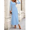 image:imagePRETTYGARDEN Women Fall Spring 2 Piece Outfits Dressy Casual Ribbed Knit Long Sleeve Crop Top Maxi Flowy Skirts Matching SetsLight Blue