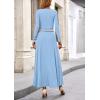 image:imagePRETTYGARDEN Women Fall Spring 2 Piece Outfits Dressy Casual Ribbed Knit Long Sleeve Crop Top Maxi Flowy Skirts Matching SetsLight Blue