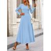image:imagePRETTYGARDEN Women Fall Spring 2 Piece Outfits Dressy Casual Ribbed Knit Long Sleeve Crop Top Maxi Flowy Skirts Matching SetsLight Blue