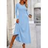 image:imagePRETTYGARDEN Women Fall Spring 2 Piece Outfits Dressy Casual Ribbed Knit Long Sleeve Crop Top Maxi Flowy Skirts Matching SetsLight Blue
