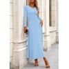 image:imagePRETTYGARDEN Women Fall Spring 2 Piece Outfits Dressy Casual Ribbed Knit Long Sleeve Crop Top Maxi Flowy Skirts Matching SetsLight Blue