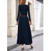 image:imagePRETTYGARDEN Women Fall Spring 2 Piece Outfits Dressy Casual Ribbed Knit Long Sleeve Crop Top Maxi Flowy Skirts Matching SetsNavy