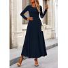 image:imagePRETTYGARDEN Women Fall Spring 2 Piece Outfits Dressy Casual Ribbed Knit Long Sleeve Crop Top Maxi Flowy Skirts Matching SetsNavy