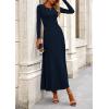 image:imagePRETTYGARDEN Women Fall Spring 2 Piece Outfits Dressy Casual Ribbed Knit Long Sleeve Crop Top Maxi Flowy Skirts Matching SetsNavy